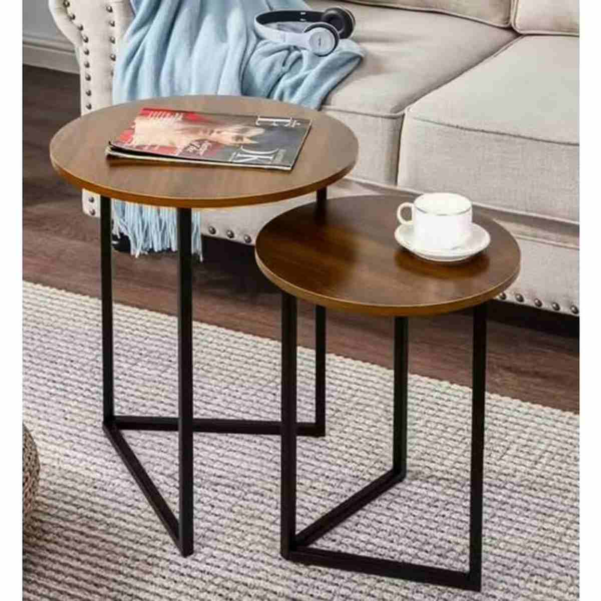 Nesting Side Round Coffee Table Set 3Pcs