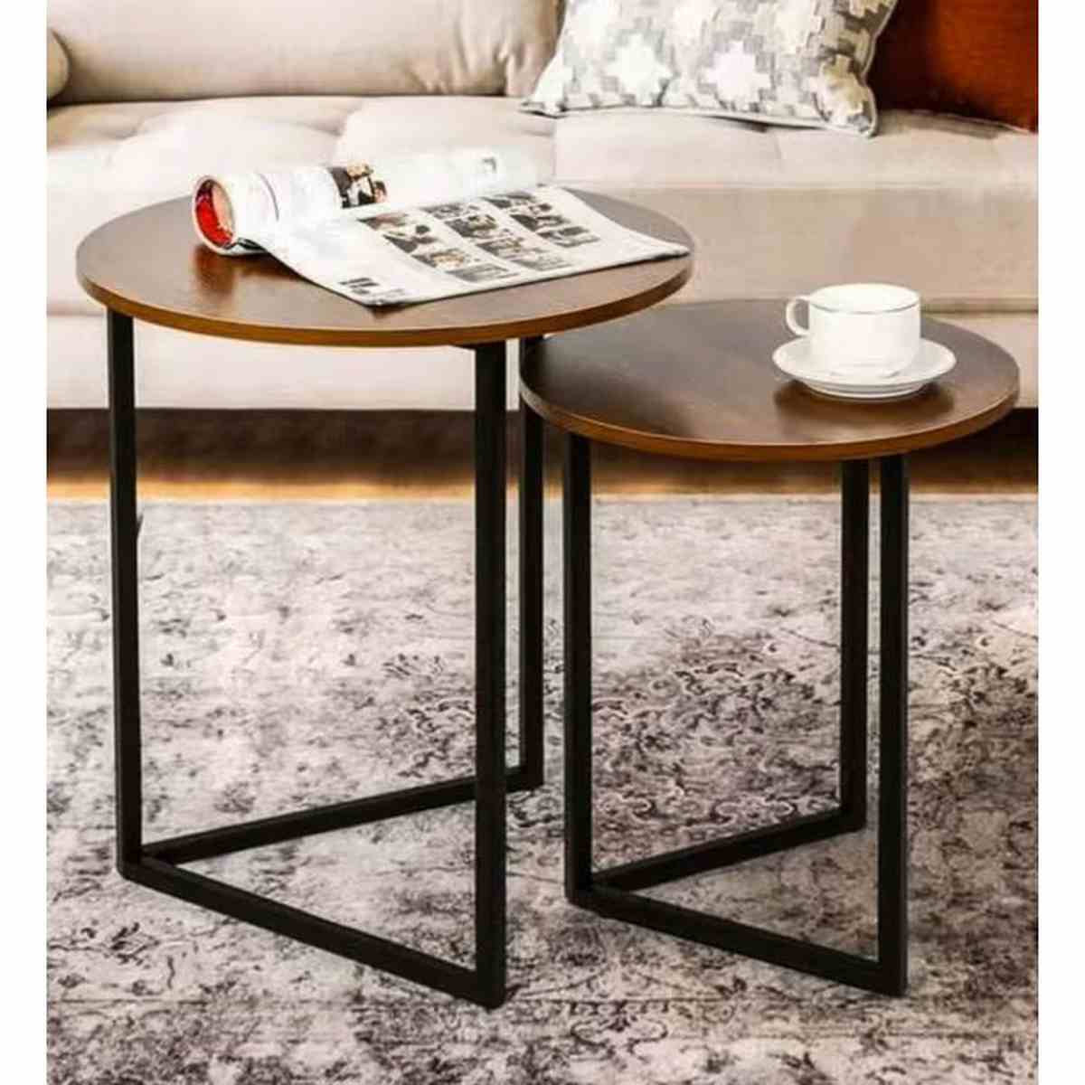 Nesting Side Round Coffee Table Set 3Pcs