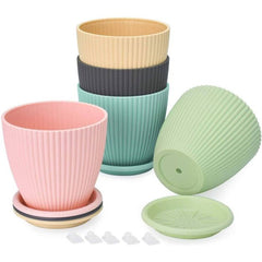 Plastic Round Flower Pots 5PCS Set