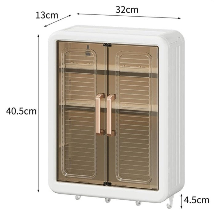 Wall-Mounted Storage Rack with Door & Hooks
