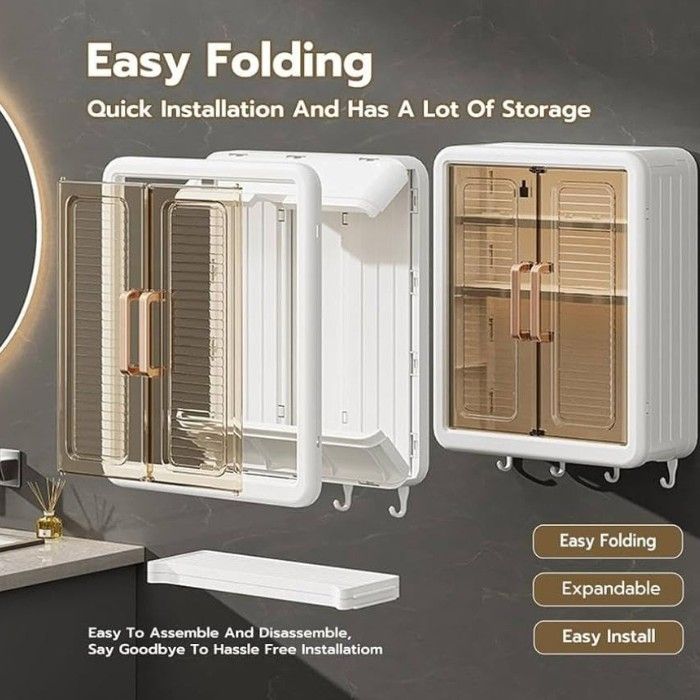 Wall-Mounted Storage Rack with Door & Hooks