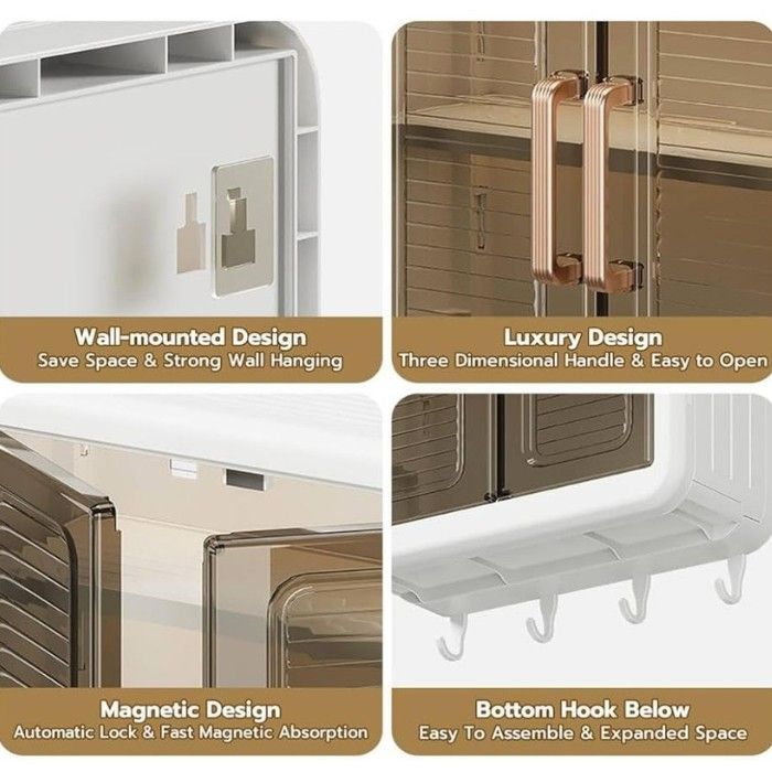 Wall-Mounted Storage Rack with Door & Hooks