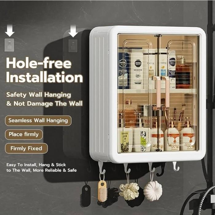 Wall-Mounted Storage Rack with Door & Hooks