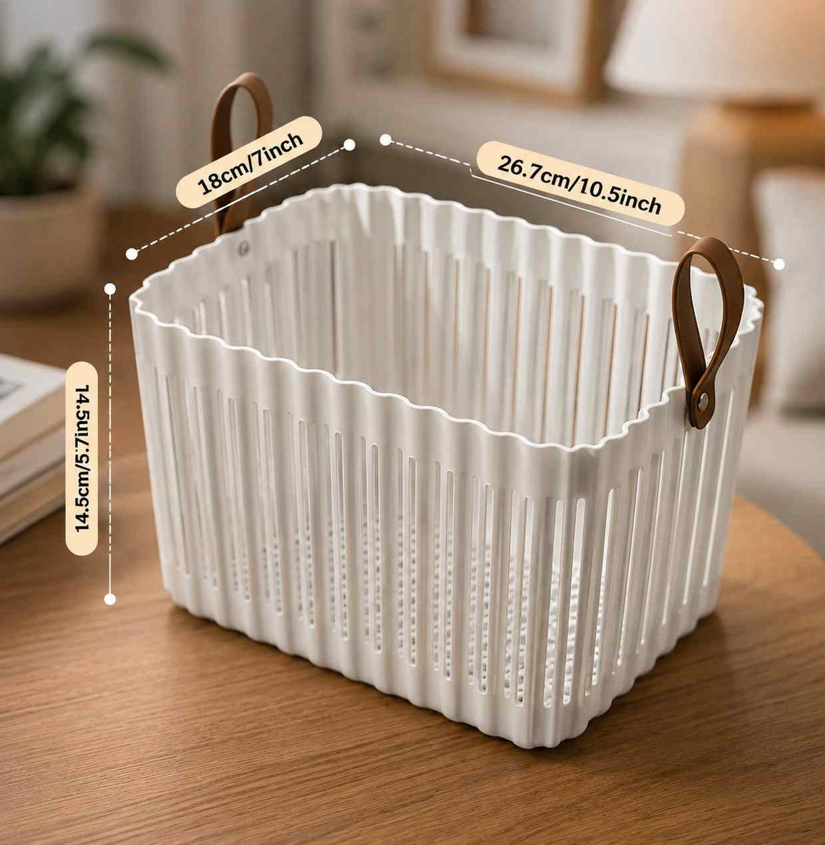 Ribbed Storage Basket with Handles