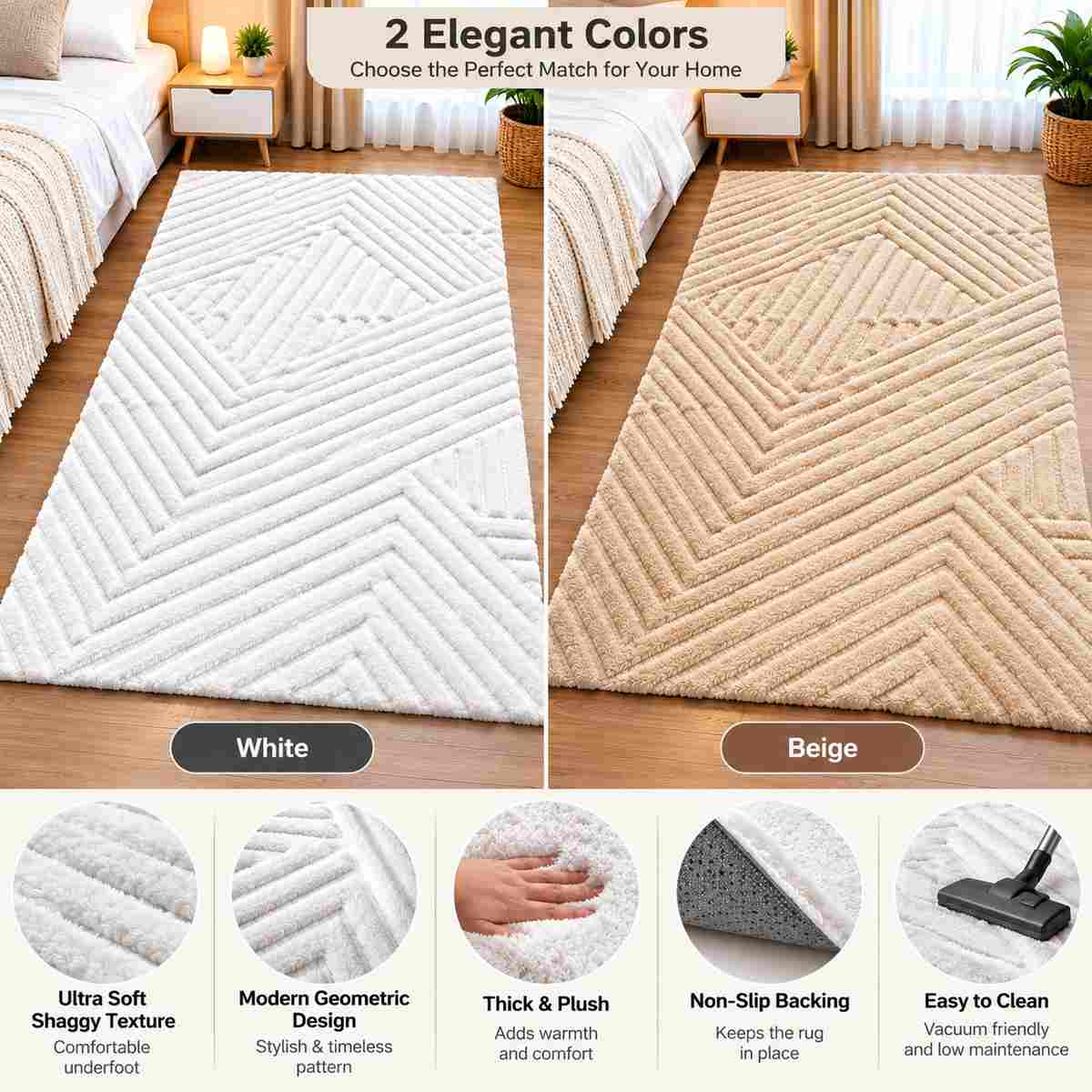 carpet city Cream Short Pile Rug, 90X150 cm