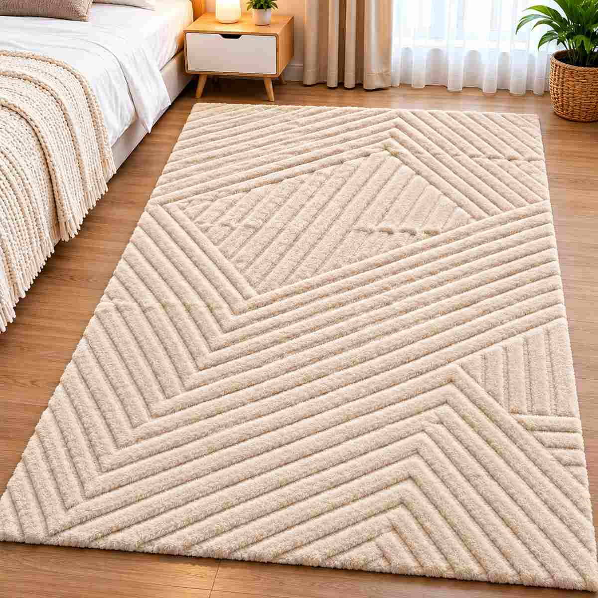carpet city Cream Short Pile Rug, 90X150 cm