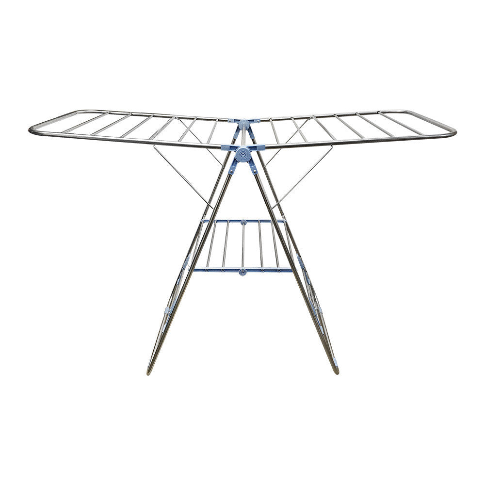 Foldable Wing Clothes Drying Rack Stand with Shelves