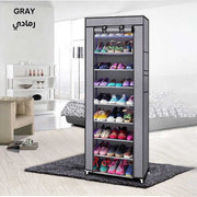 منظم أحذية ذو 10 طبقات مع غطاء مقاوم للغبار للخزانة