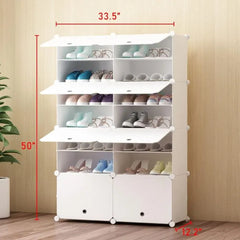 Modular Shoe Rack Cabinet 32 Pairs 8 Tiers