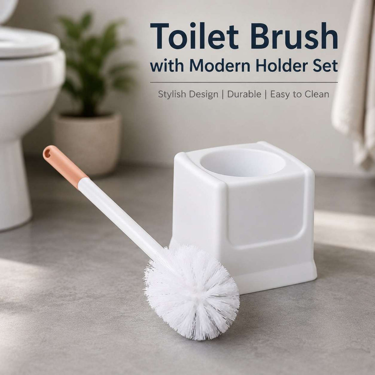 Toilet Brush with Modern Holder Set