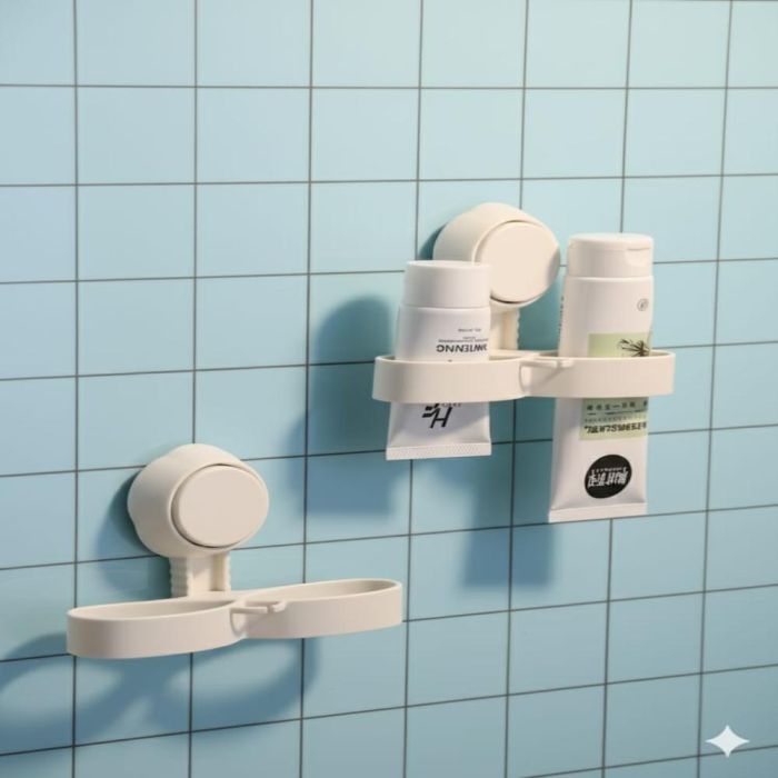 رف تخزين منظف الوجه مزود بأكواب شفط 