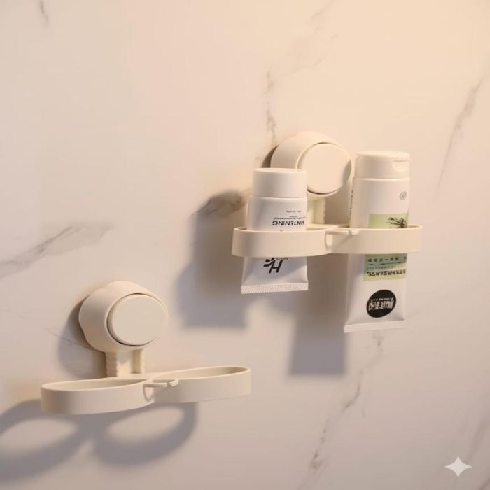 رف تخزين منظف الوجه مزود بأكواب شفط 