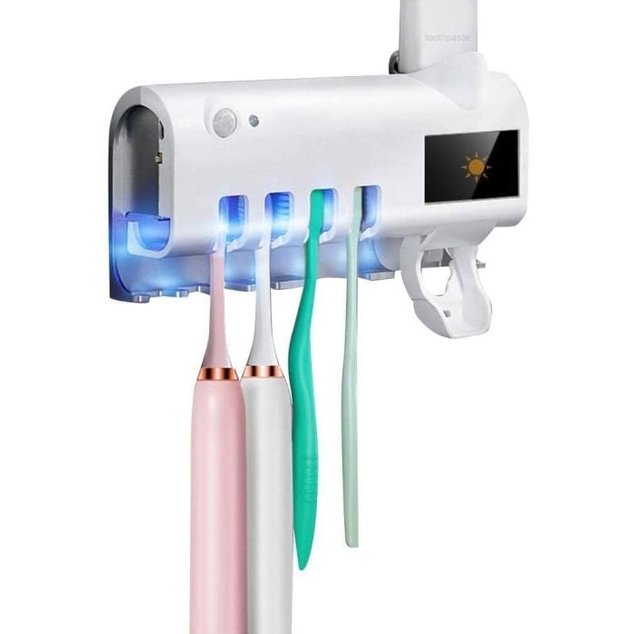 Wall-Mounted UV Toothbrush Sterilizer and Automatic Dispenser