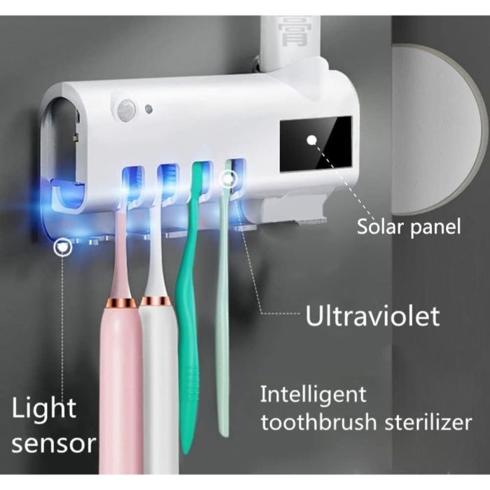 Wall-Mounted UV Toothbrush Sterilizer and Automatic Dispenser