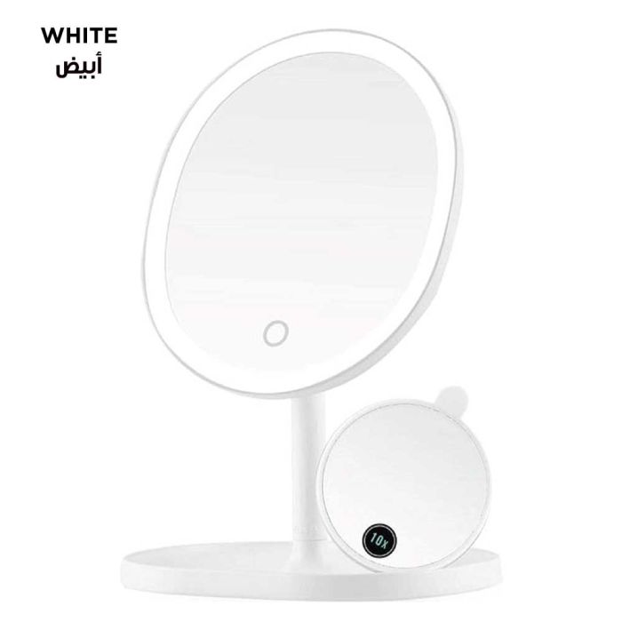 مرآة مكياج دائرية بإضاءة، 20 × 16 سم